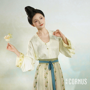 茱萸CORNUS 缠枝花垂领衫 汉服唐女装对襟国风中式女上衣日常通勤