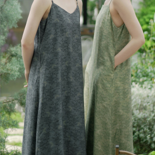 国风通勤女装 茱萸CORNUS 素新中式 汉元 打底吊带 蝶萦绣璎吊带裙