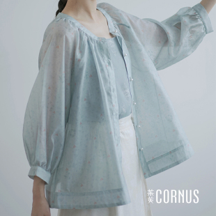 素国风衬衫 茱萸CORNUS 汉元 春夏新品 海棠归春国风衬衫