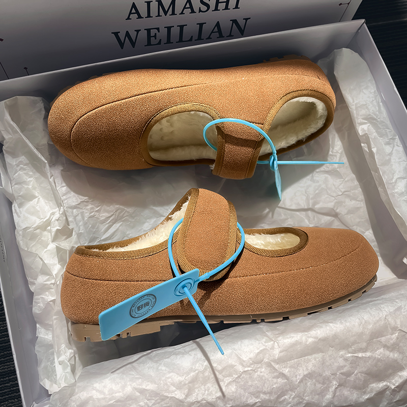 秋冬爆款魔术贴毛毛鞋女2025新款皮毛一体外穿加绒保暖玛丽珍棉鞋