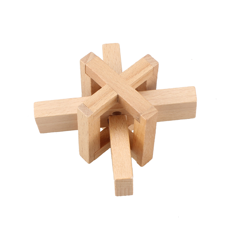榉木围城十字架孔明锁解锁益智力玩具拆解拆装积木榫卯结构