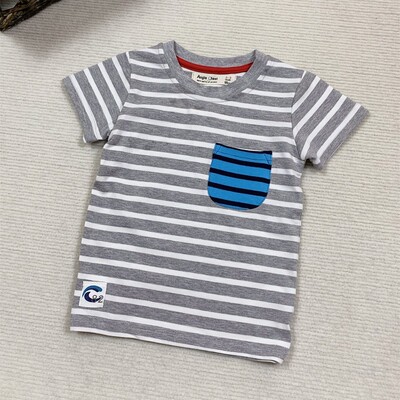男童圆领日系条纹短袖夏季T恤衫