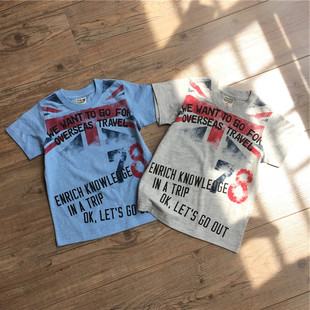 宝宝短袖T恤男宝半袖上衣男童圆领衫短t儿童日单t米字旗夏季衣服