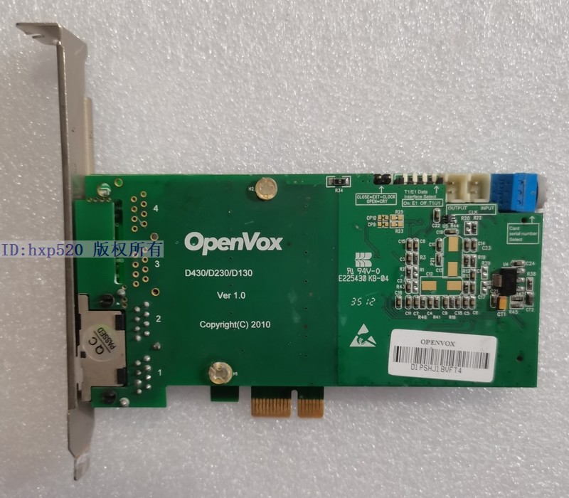 OpenVox D430/D230/D130 D430 T1/E1/J1 PCI-E卡单口