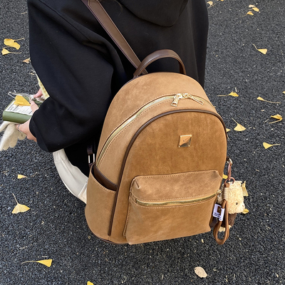 日本极简美拉德双肩包女大容量学院风复古小书包巨好看旅游用背包