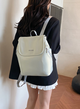 日系极简风双肩包女士洋气OL通勤上班背包美式高街旅行大容量书包