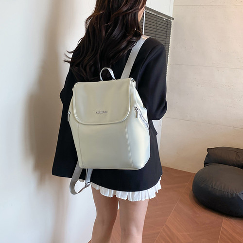 日系极简风双肩包女士洋气OL通勤上班背包美式高街旅行大容量书包