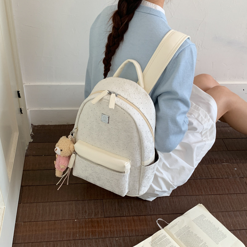 玫瑰花布艺双肩包女旅游轻便高颜值女生出游小背包小众不撞款书包