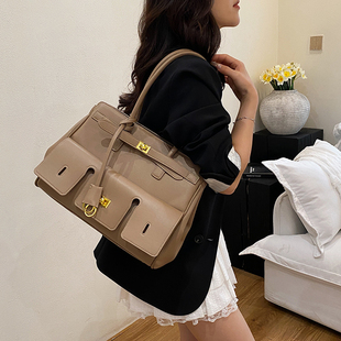 美式高级感手提包2025新款时尚铂金包欧货单肩托特包设计师翅膀包