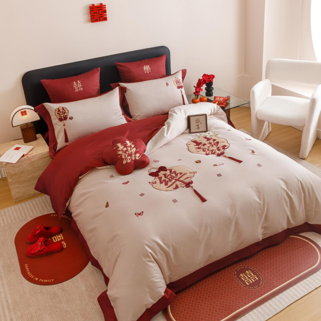 婚庆100支长绒棉全棉结婚四件套