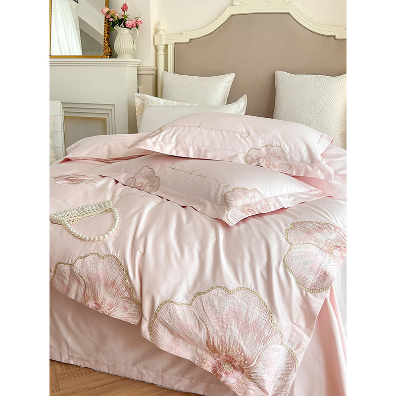 高端欧式天丝全棉四件套100支长绒棉刺绣纯棉被套床单1.8床上用品