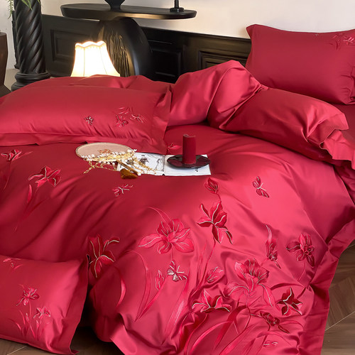 蝶恋花100S长绒棉全棉结婚四件套