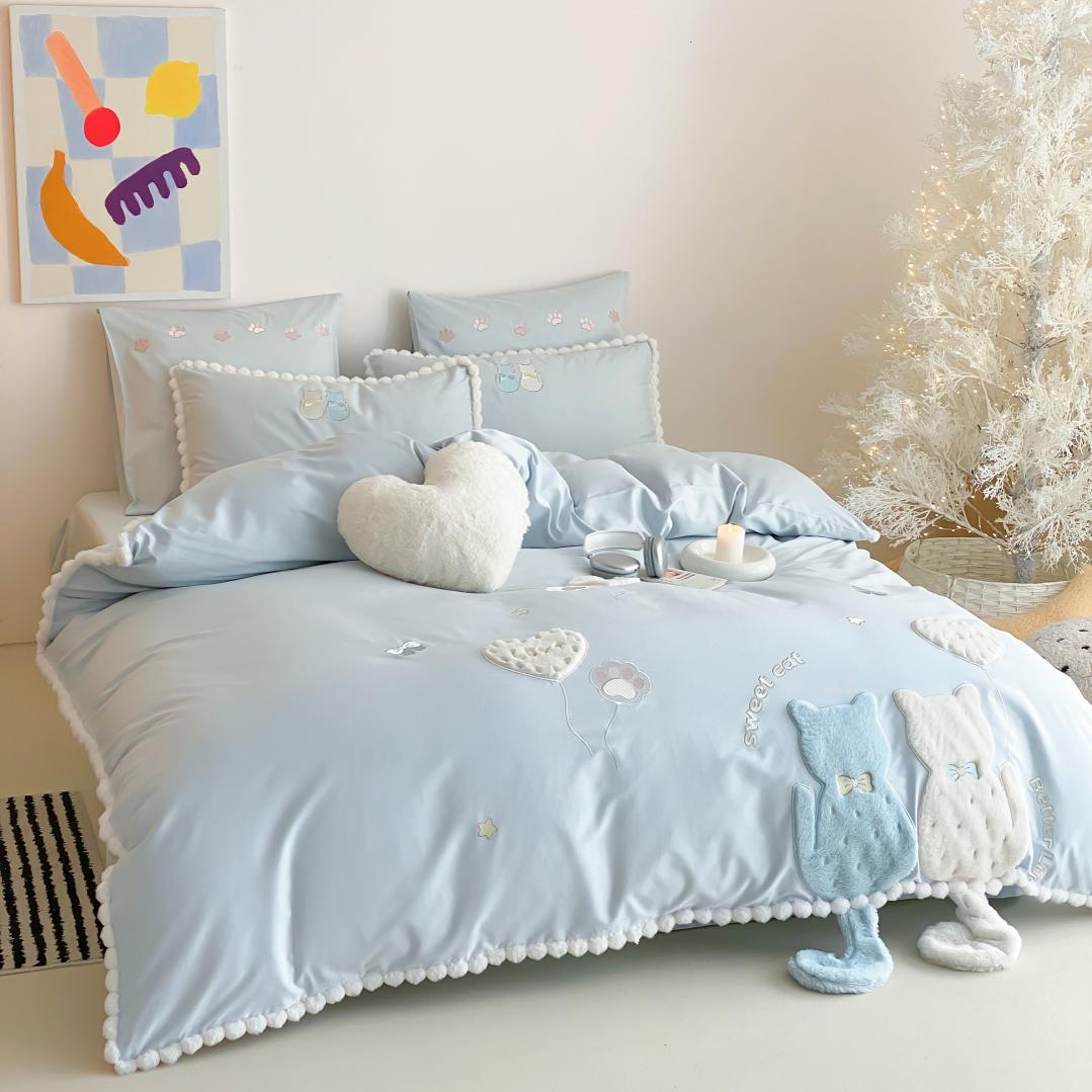 少女心可爱猫咪100S全棉四件套