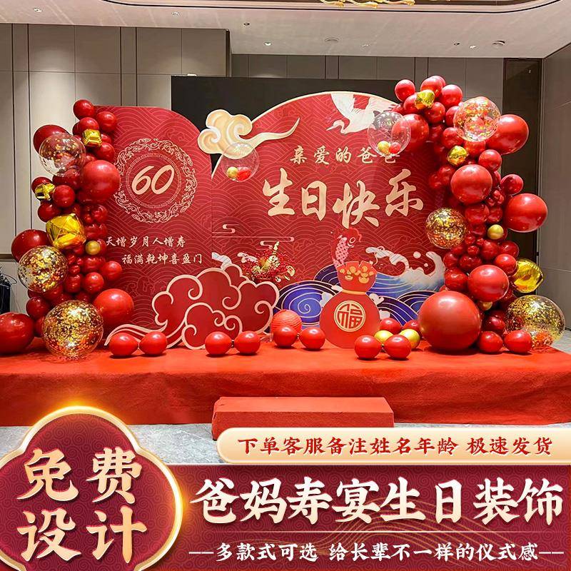 老人八十大寿60岁寿宴生日布置场景装饰70妈妈80背景墙kt板90农村