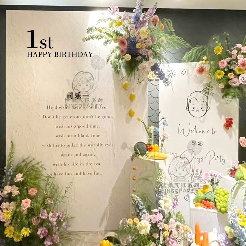 周岁生日布置背景墙kt板
