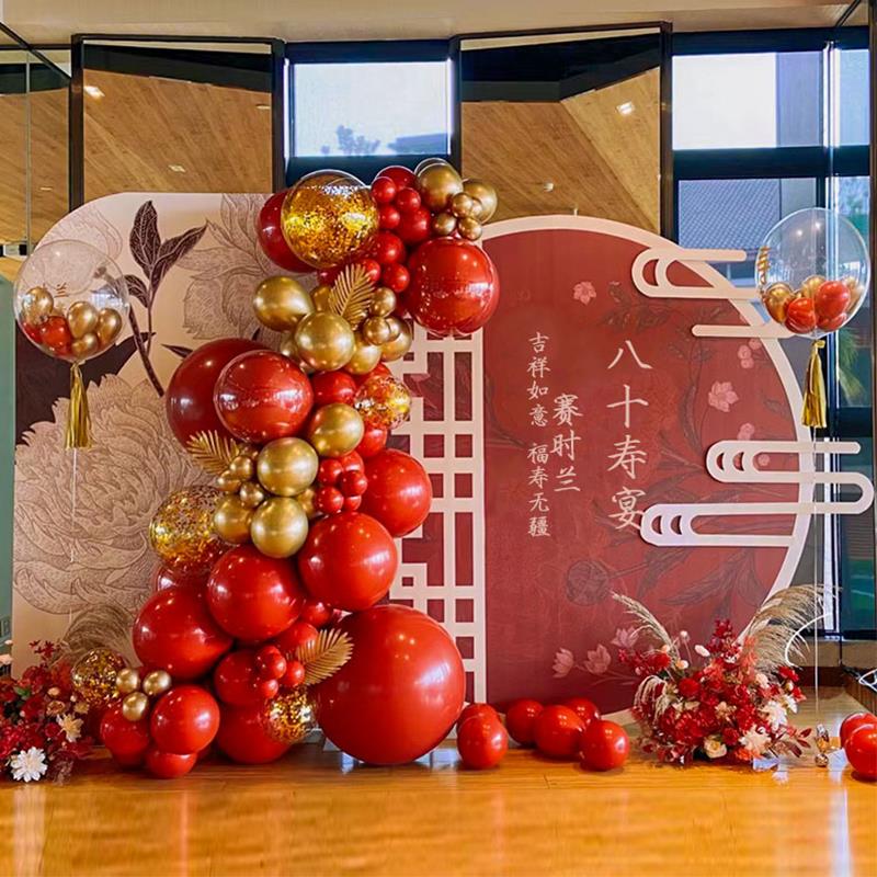 80大寿生日场景装饰老人寿宴背景墙布置60岁70祝寿气球寿星kt板