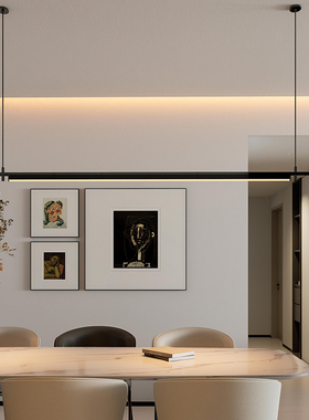 黑色复古极简餐厅吊灯意式简约现代书房餐桌岛吧台一字长条办公灯