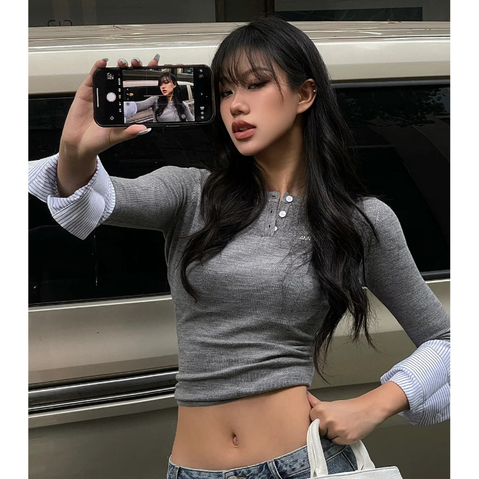allawell 2025春夏 南油女装明星款拼接假两件衬衫针织衫长袖上衣