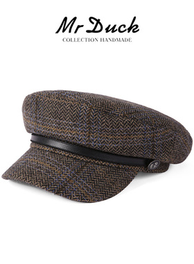 mrduck复古法式氛围感报童帽秋冬粗花呢显脸小适合方圆脸鸭舌帽女