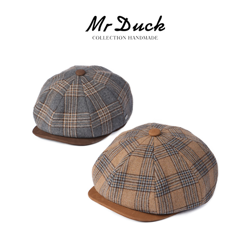 mrduck复古美式粗花呢童帽男女款
