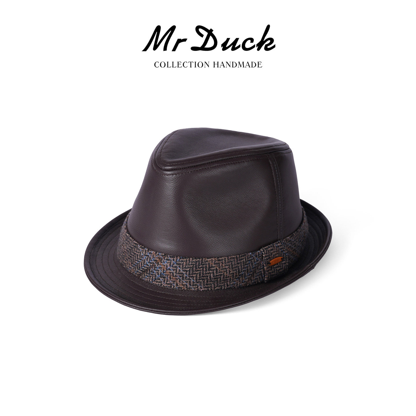 mrduck高定头层真皮帽子绅士礼帽