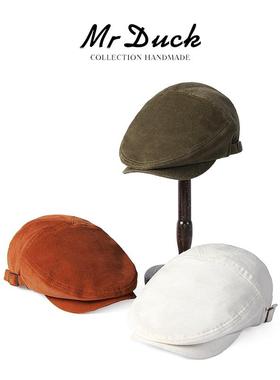 mrduck鸭舌帽 进口英国MOSS灯芯绒 2025新款高雅白色经典前进帽