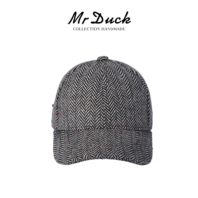 复古人字纹加厚羊毛棒球帽