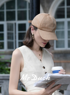 mrduck大拉菲 高定意大利Angelico限量亚麻软顶棒球帽女 大小头围