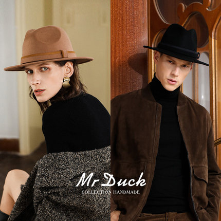 mrduck进口澳洲100%羊毛毡帽男女 秋冬季高级感老钱风爵士大礼帽
