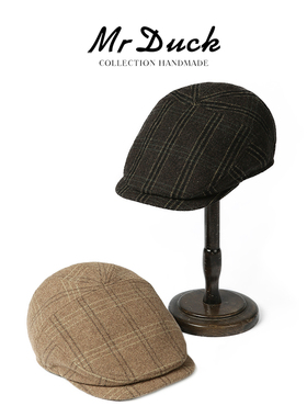 mrduck今年流行英国经典老钱风鸭舌帽 复古羊毛前进帽男女休闲帽
