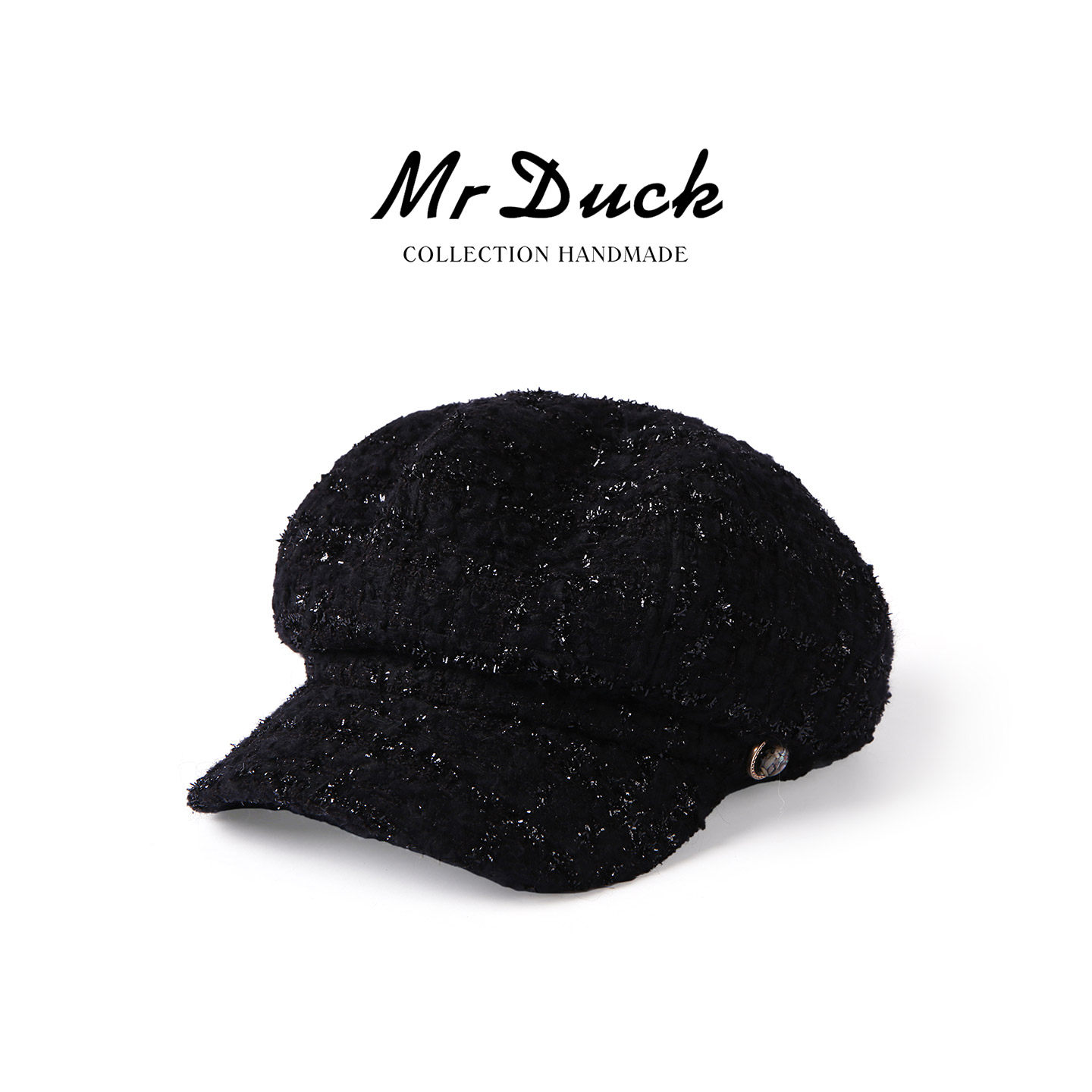 mrduck 英国LINTON限量黑标系列 高奢定制粗花呢小香风报童帽子女