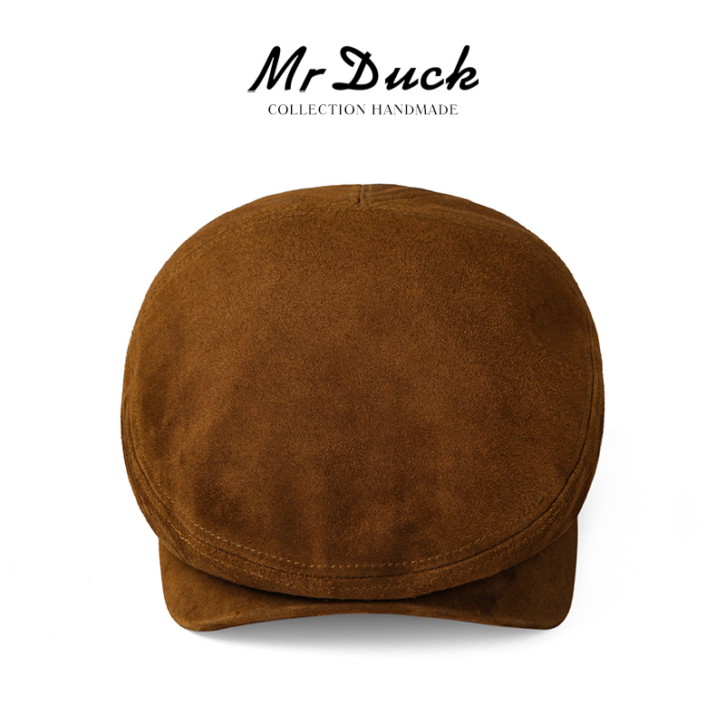 mrduck新款手工制羊反绒鸭舌帽