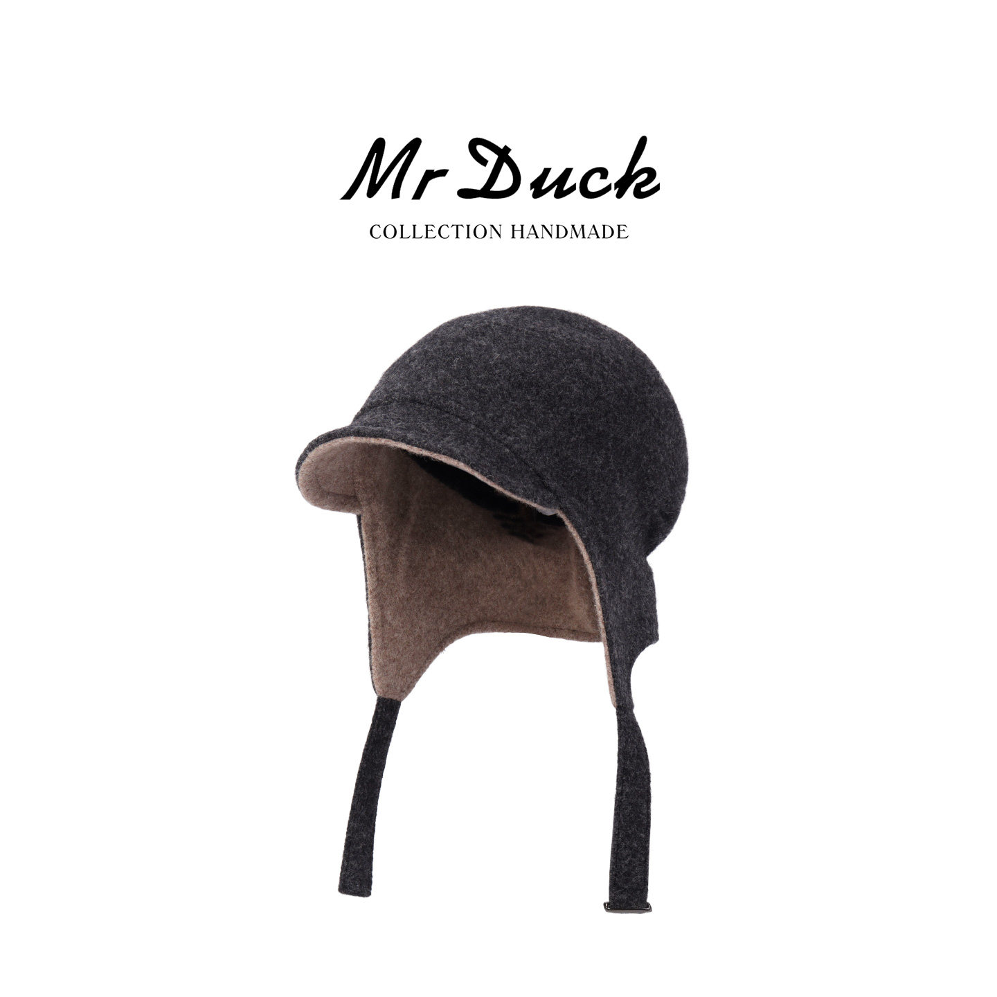 mrduck时光 100%羊毛雷锋帽 秋冬骑行男士飞行员护耳帽多种戴法