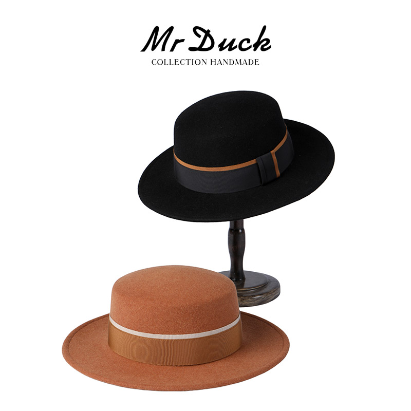 秋冬澳洲进口全羊毛平顶礼帽