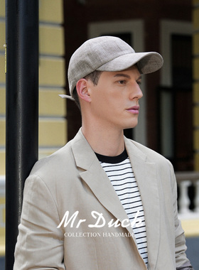 mrduck罗曼尼 高定意大利Angelico限量亚麻棒球帽子男 大小头围戴