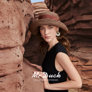 mrduck奢品级进口拉菲草帽女 5年手染草编防晒大檐遮阳帽夏大头围