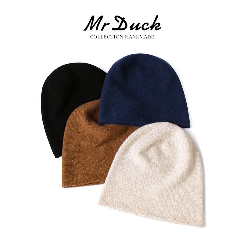 mrduck100%原生态山羊绒堆堆帽女