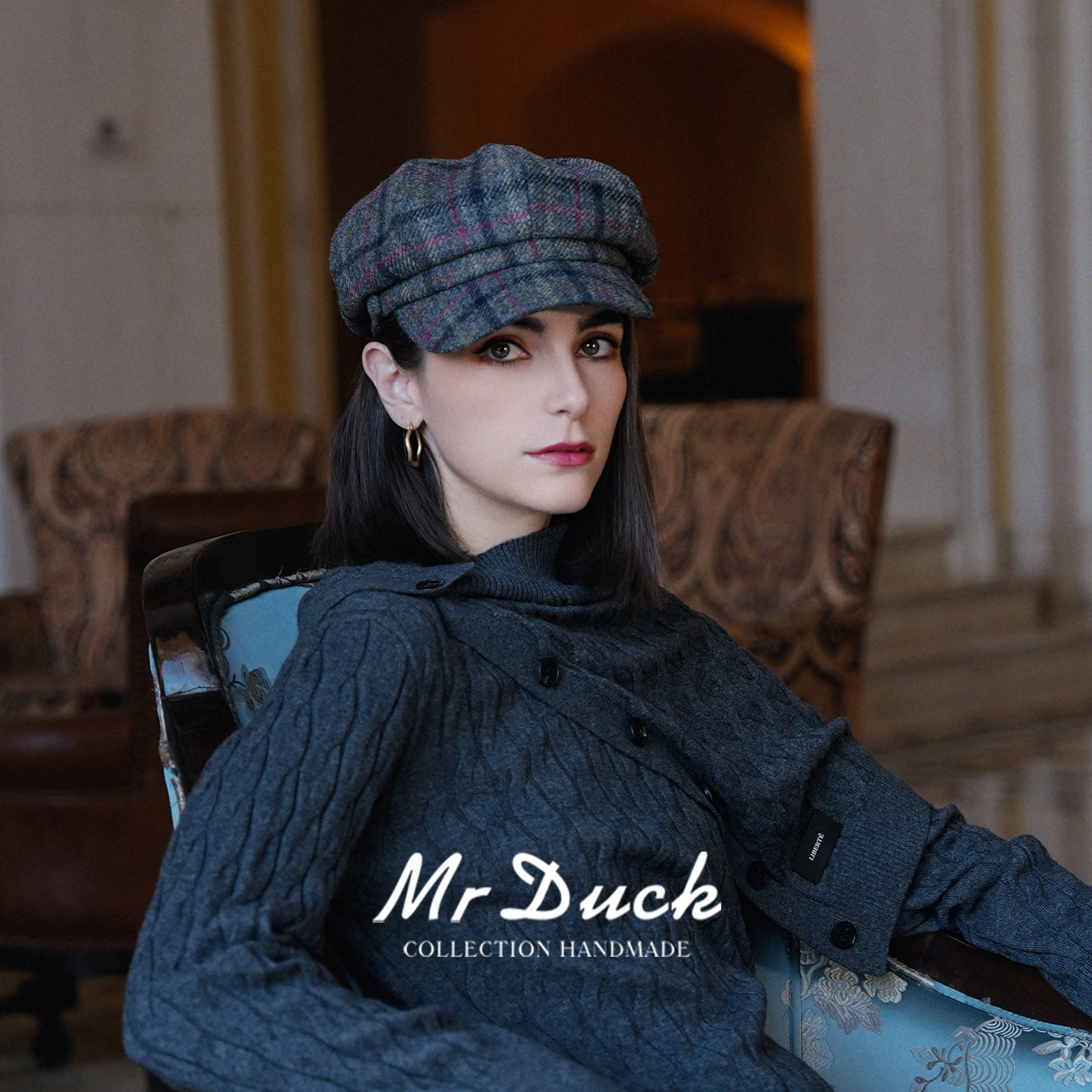 mrduck高定英国MOON100%报童帽女