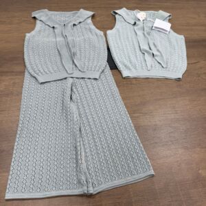 莫代尔棉凉爽针织套装女童海军领无袖背心+阔腿裤2026夏季新品
