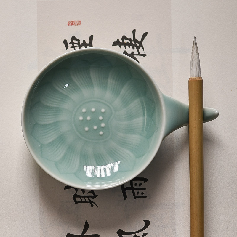 创意多功能复古陶瓷文房四宝学生用墨碟水碟毛笔笔搁笔舔书法用品