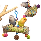 手工益智鹦鹉啃咬玩具藤球竹编撕纸用品牡丹玄凤虎皮磨嘴用具站杠