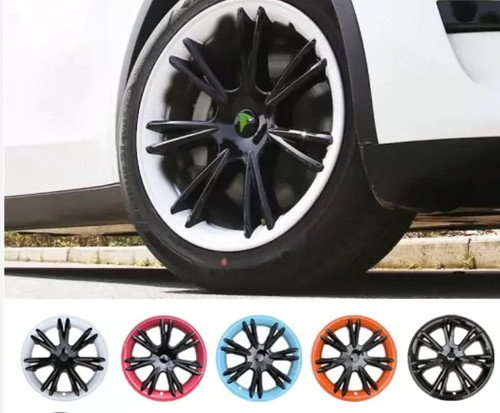 适用特斯拉ModelY19寸双侣运动款轮毂盖黑武士原厂改装甜根菜紫