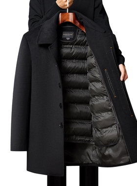 中老年男士大衣外套爸爸装冬装呢大衣加厚中长款羊毛呢风衣冬外套