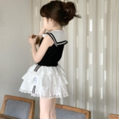 女童夏款 洋气海军领上衣T恤宝宝蛋糕短裙两件套 新款 套装 2025夏季