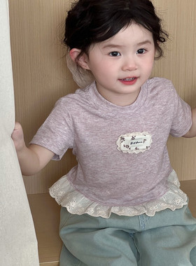 女童蕾丝花边T恤2026夏季新款
