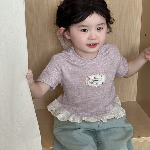 女童蕾丝花边T恤2026夏季新款