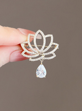 古风莲花防走光胸针合金时尚气质百搭别针固定衣服胸花配饰品批发