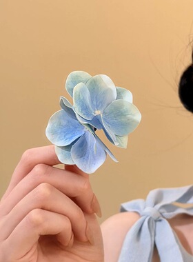 春野烂漫蓝色花朵发夹女2026新款海边度假风侧边夹头花拍照发饰