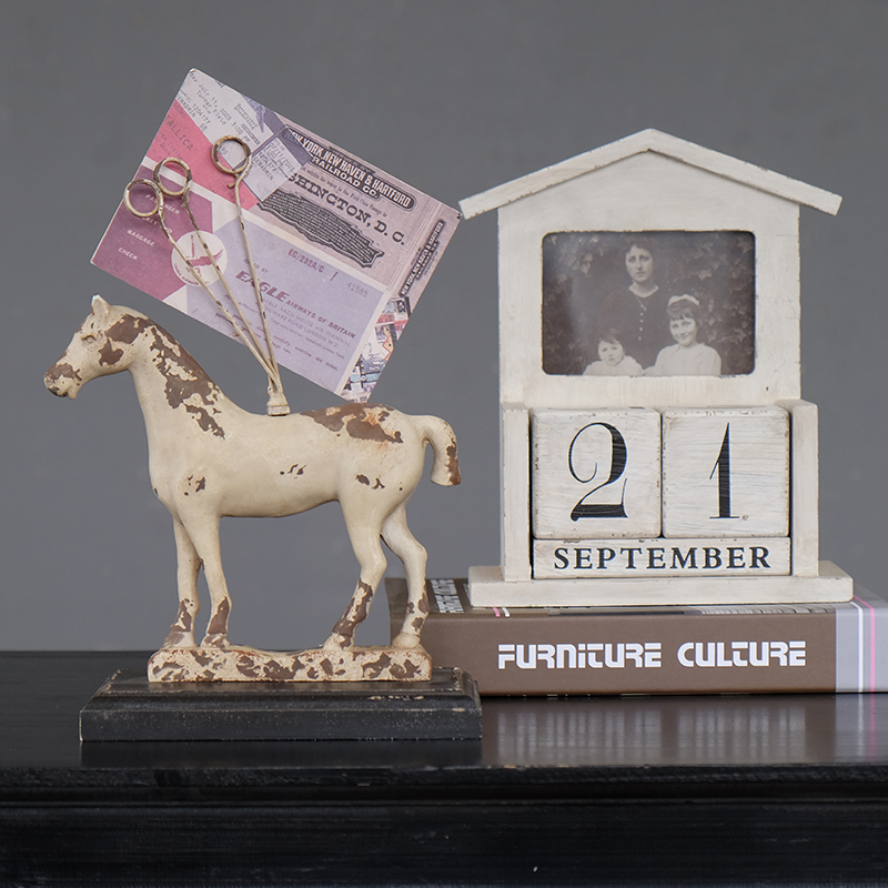 美式欧式乡村复古马名片夹 卡片照片夹客厅家居装饰品小摆件摆设