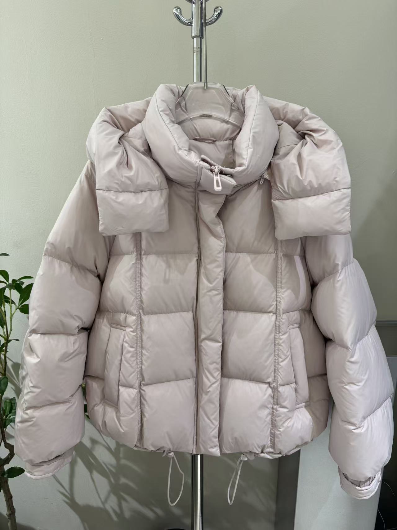 商场同款阿琅依86129廓形百搭连帽短款保暖羽绒服外套女95白鸭绒